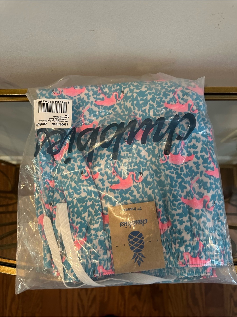 chubbies Blue & Pink Flamingo Swim Shorts